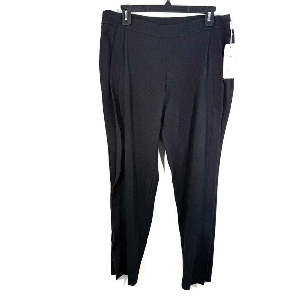 NWT Akris Punto Black 100% Wool Stripe Ribbed Textured Slim Leg Pants 8 $460